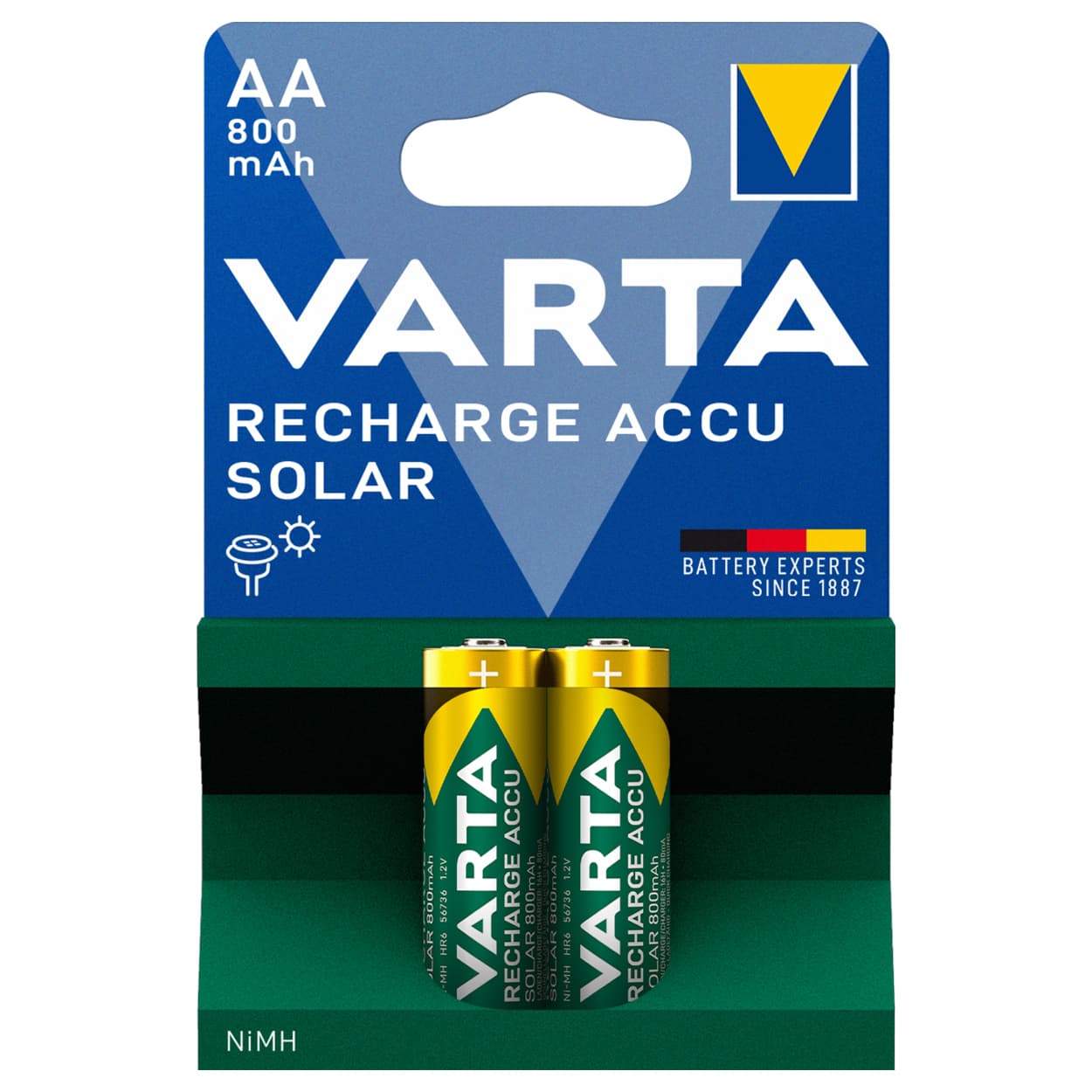 Batterie VARTA pour lampes solaires, téléphone sans fil NiMH AA 800mAh 2er