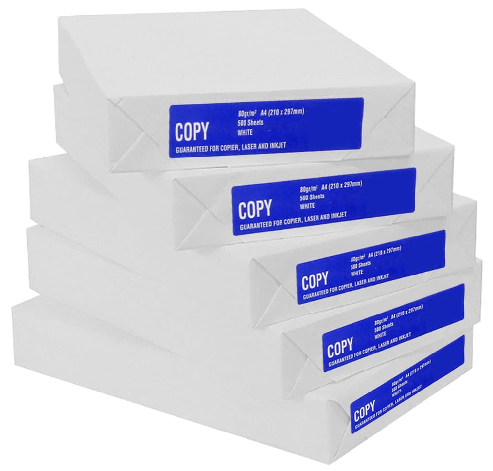 paquet avantageux 5x papier à copier / papier pour imprimante, 2.500 feuilles, DIN A4, 80 g/m², blanc