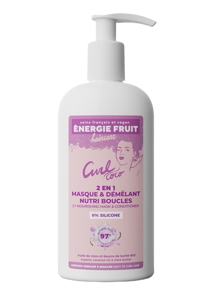 Énergie Fruit Masque 2 en 1 Sans Silicone - Cheveux Boucles - Coco et Beurre de Karité Bio