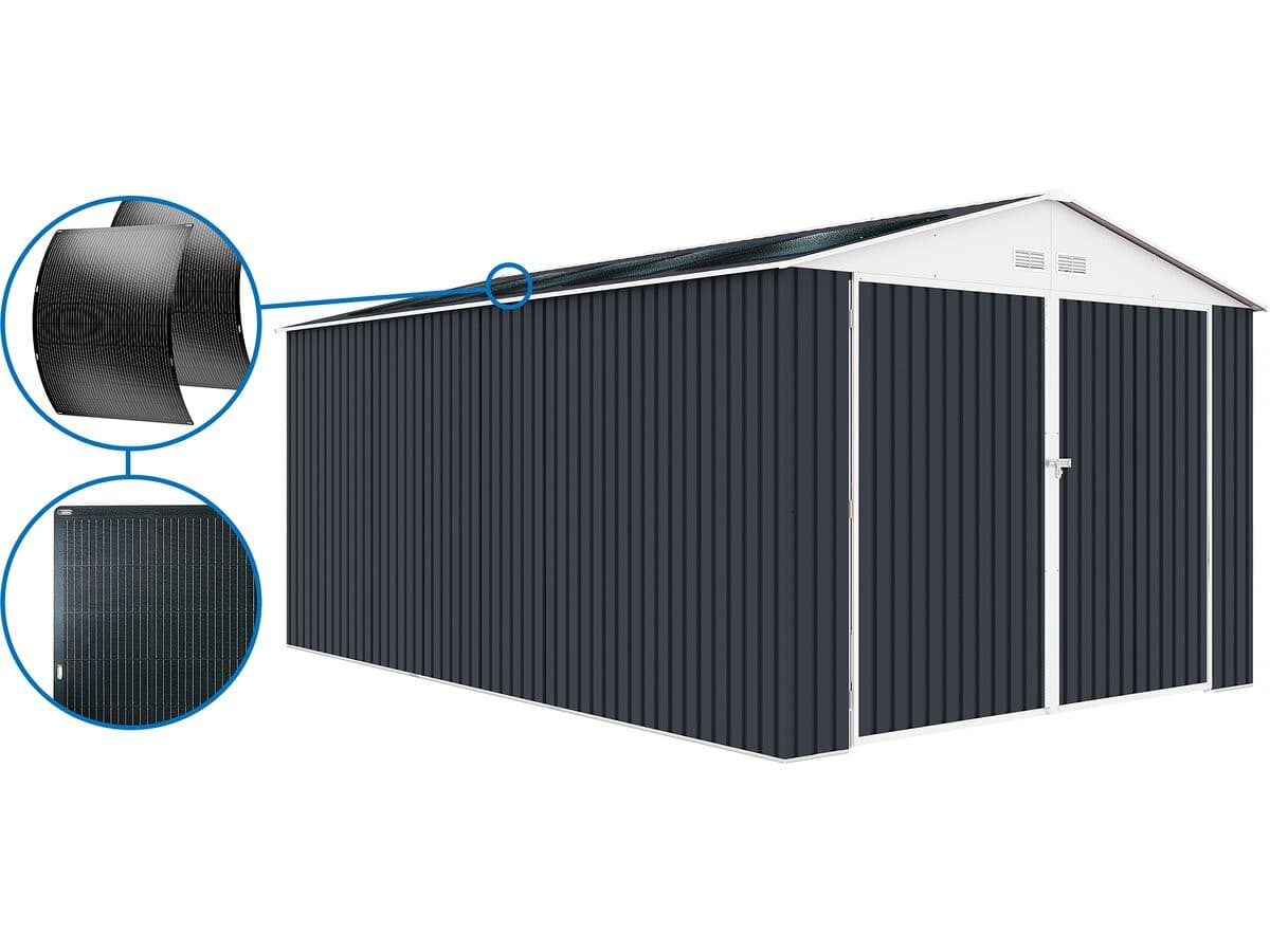 Garage métal " Houston" - 15,36 m² Avec panneau solaire - Anthracite
