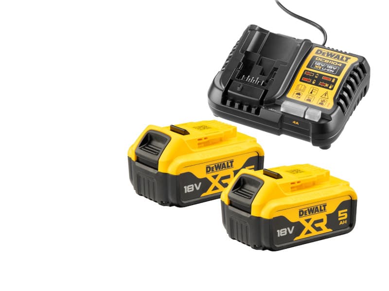 Pack 2 batteries XR 18V 5Ah Li-Ion + chargeur DEWALT